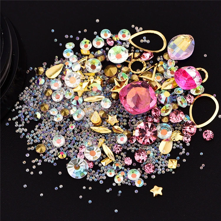 Fashion Girls Favorite Crystal Products Acrylic Rhinestone Nails Kit Beauty Decoration Art Nail Designs